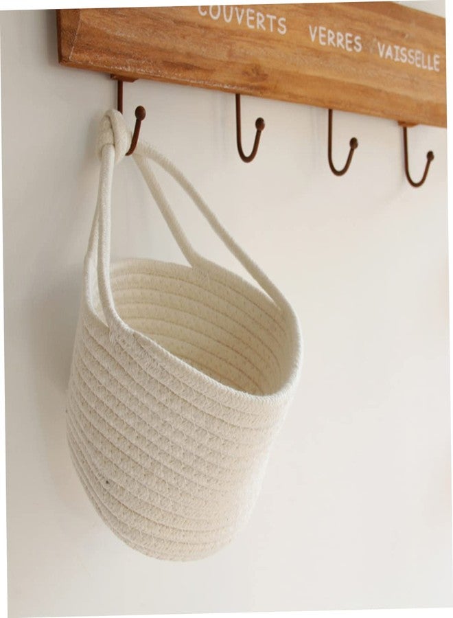 ULDIGI Hanging Cotton Rope Storage Basket 7.1 Inch Round Organizer for Kids Toys Books Sundries Nursery Wall Storage - Image 4